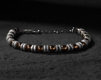 Hematite Bracelet for Men: Sterling Silver Clasp, Grounding Stone