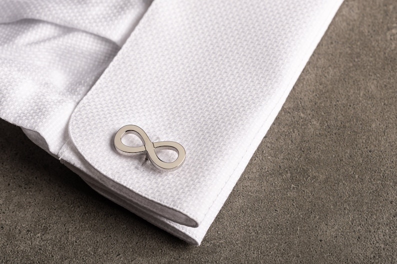 Silver Infinity Symbol Cufflinks Customized Cufflinks Personalized CuffLinks Groom Wedding Cufflinks Groomsmen Gift image 2