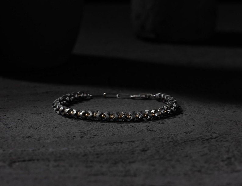 Stylish Hematite Stone Bracelet for Men Premium Silver Clasp, Adjustable Fit image 1