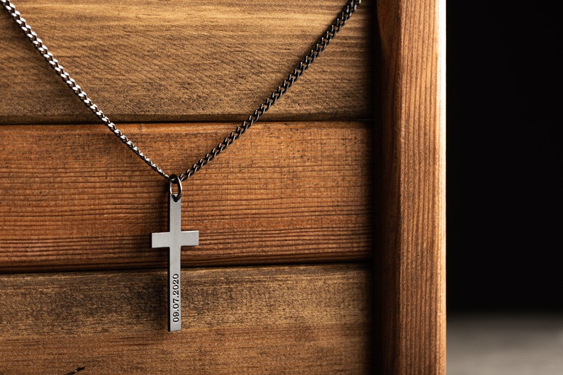 Gold Customized Cross Necklace Men's Gold Cross Necklace Etsy