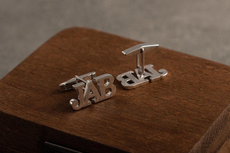 Personalized Name Cufflinks Customized Cufflinks Groom Wedding Cufflinks Groomsmen Gift Sterling Cufflinks Gold Cufflinks image 3