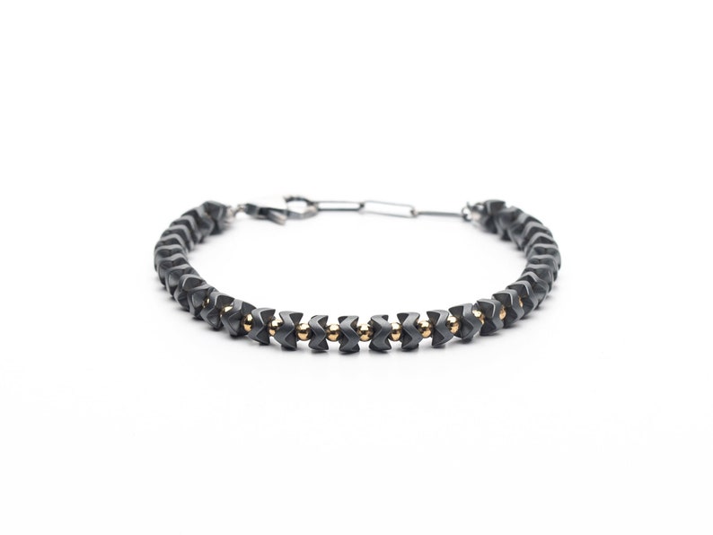 Stylish Hematite Stone Bracelet for Men Premium Silver Clasp, Adjustable Fit image 7
