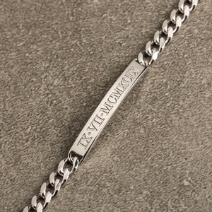 FATHER GIFT Personalized Men's Bracelet Gift for him Id Bracelet Custom Name Bracelets Mens Id Bracelet image 4