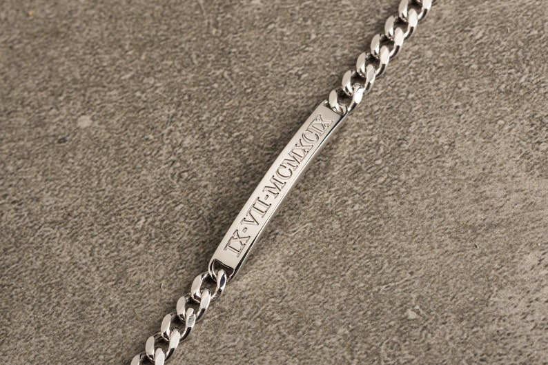 FATHER GIFT Personalized Men's Bracelet Gift for him Id Bracelet Custom Name Bracelets Mens Id Bracelet image 4