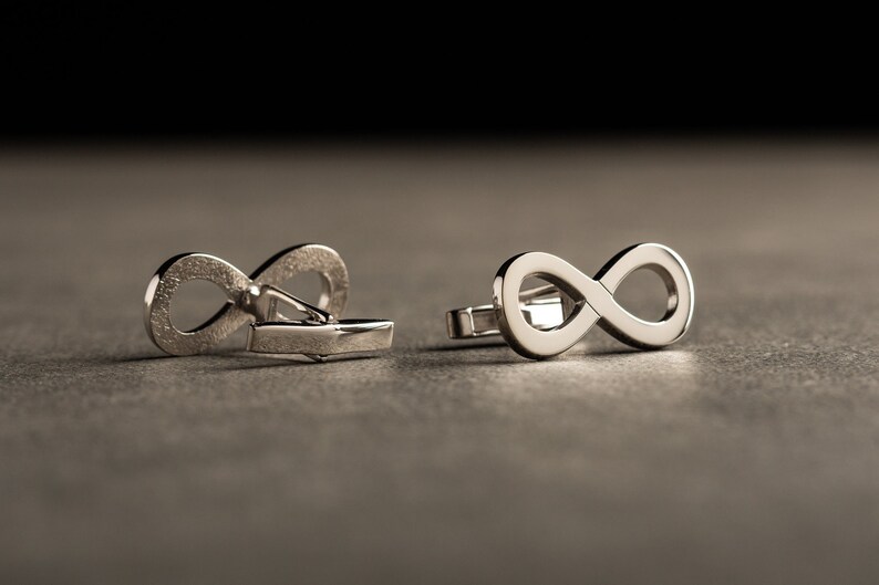 Silver Infinity Symbol Cufflinks Customized Cufflinks Personalized CuffLinks Groom Wedding Cufflinks Groomsmen Gift image 1