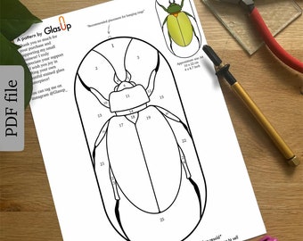 Stained Glass Beetle, Stained Glass Insect Pattern, Digital Download, PDF Stained Glass Insect Template, Stained Glass Pattern Beetle