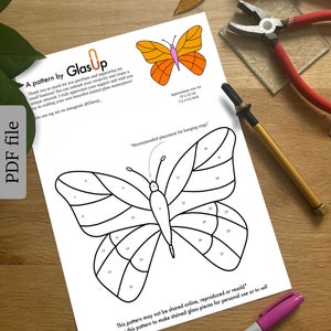 Butterfly PATTERN, Stained Glass Pattern, Digital Download,PDF, Stained Glass Butterfly