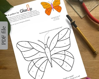 Butterfly PATTERN, Stained Glass Pattern, Digital Download,PDF, Stained Glass Butterfly