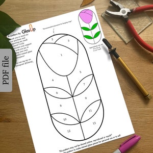 Blumen-Buntglas-Muster, Buntglas-Muster Blume, digitaler Download, DIY Buntglas, Buntglas-Dekor