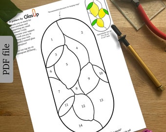 Stained Glass Pattern Lemons, Window Sun Catcher, Digital Download, Stained Glass Patterns, DIY Stained Glass Lemon, Stained Glass Decor