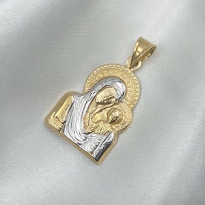 Mary and Baby Jesus Pendant (14k Solid Gold)