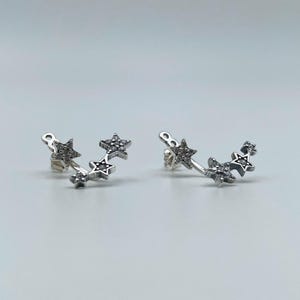 Handmade Four Stars Stud Earrings Silver 925 & White Zircon by Star of Bethlehem