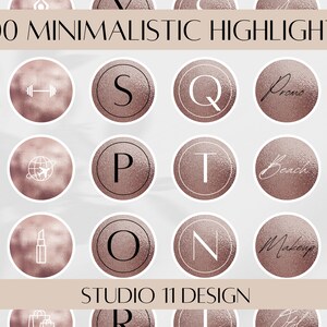 Minimalistic Gold Rose Instagram Story Highlights | Editable Social Media Canva Templates | Black White Minimal Instagram Highlight Icons |