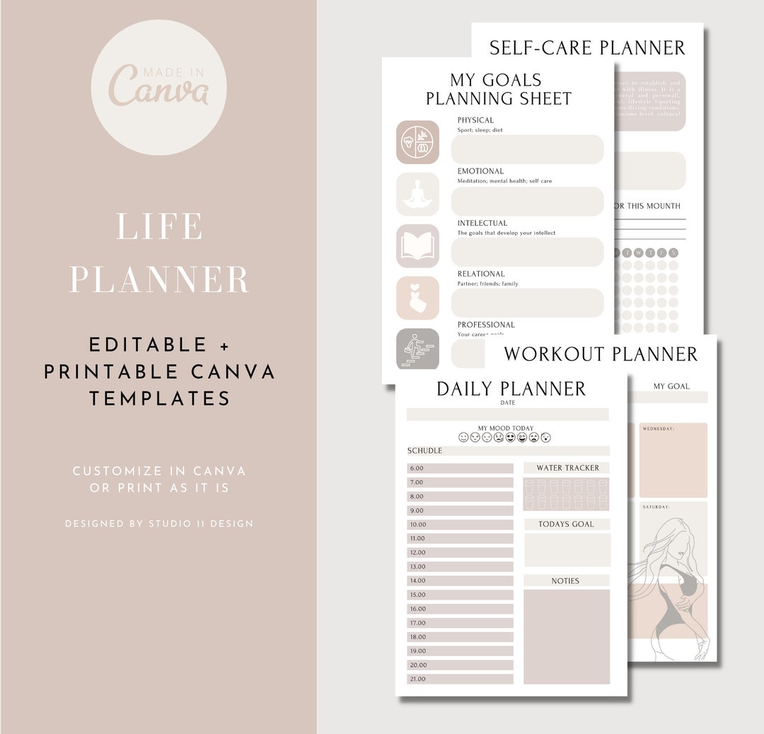 Curated visual reference: Gallery Detail: Printable Self Care Pack Editable Life Planner