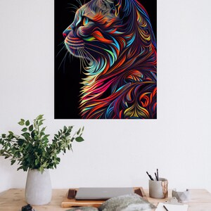 Color Kaleidoscope Cat Digital Artwork. HD PNG Wall Art for - Etsy Canada