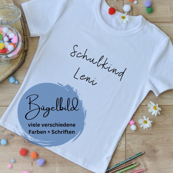 Personalized iron-on picture school child with name, t-shirt enrollment, plot, print, school beginners, first graders