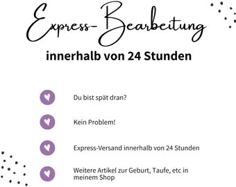 Express Bearbeitung innerhalb von 24 Stunden für einen Artikel