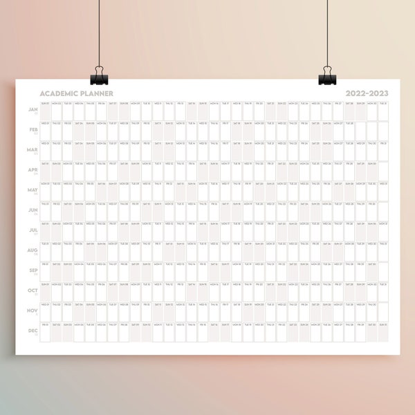 2023-2024 Academic Wall Calendar | Academic Year Planner | Monthly Planner | Instant Download