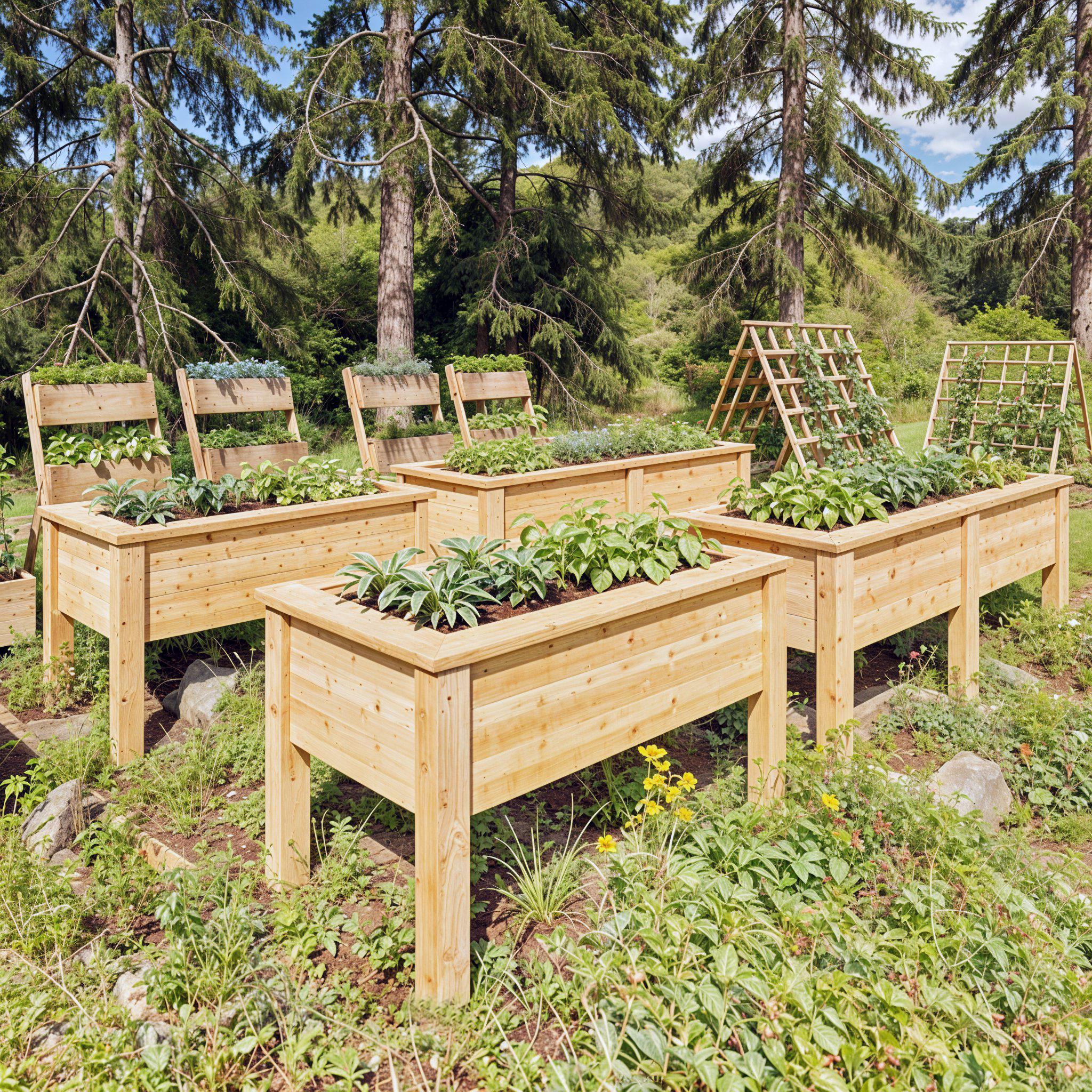 Raised Garden Bed With Legs 72x23x30 - Natural Cedar Wood