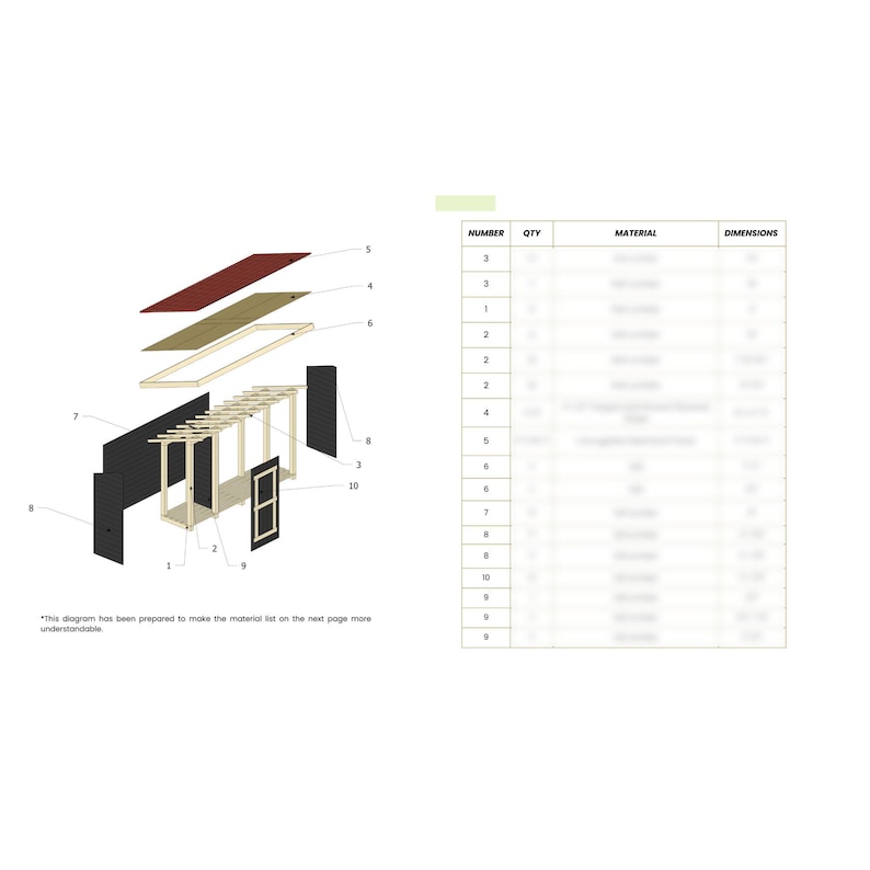Shed Exploded View 4x16 Firewood Shed Plans: DIY Outdoor Storage (PDF + Video) - Etsy