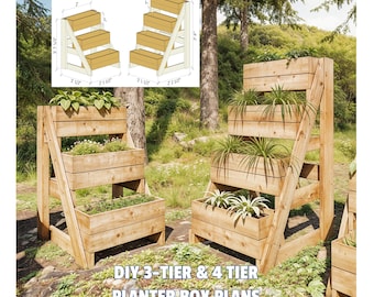 DIY 3 & 4-Tier Vertical Planter Box Plans (PDF)