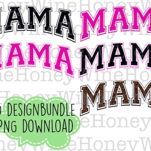 Mama Varsity Letter 5 Design Bundle PNG Download Digital Camisa Fazendo