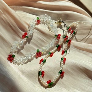 Beaded cherry camera/phone strap chain/key chain-Cute & Trendy Natural Stone Beaded