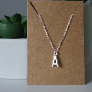 Collar de letra, colgante de letra de plata, collar de amistad, letra de plata, colgante inicial