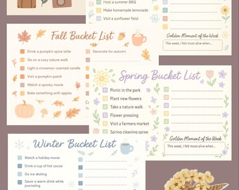 Seasonal + Yearly Bucket List Designs Downloadable + Printable