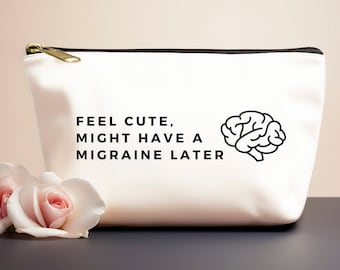 Medicatie tas, grappige migraine cadeau, grappige hoofdpijn cadeau migraine bewustzijn tas, cadeau voor vrouwen met migraine hoofdpijn, schattig Spoonie cadeau