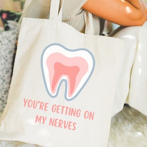 Funny Dental Tote Bag Gift for Dentist Dental Assistant Dental Hygienist Grad Gift Dental Student Teeth Gifts Dental Hygiene DDS DMD RDH