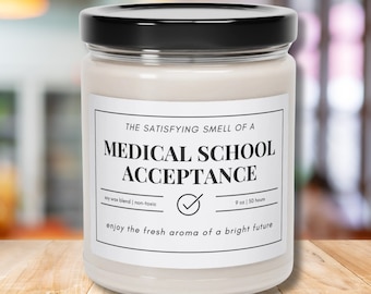 Regalo de vela de aceptación de la escuela de medicina para estudiantes de medicina futuros regalos de doctores Aceptación universitaria Escuela de Medicina Futuro MD Felicitaciones Grad MCAT