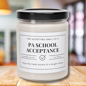 Regalo de aceptación de la escuela de PA Futuro regalo de vela para estudiantes de PA para la aceptación de la universidad de PA Regalos de asistente médico Carta de aceptación de la escuela de posgrado