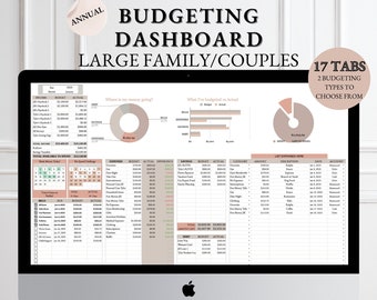 Family Annual Budgeting Dashboard | Monthly Budget Spreadsheet | Couples Budget Financial Tracker | Family Financial Planner | Google Sheets