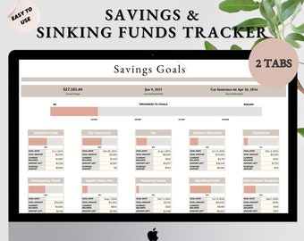 Suivi de l'épargne | Fonds d'amortissement | Modèle Google Sheets | Modèle de suivi des économies | Objectifs d'épargne | Planificateur d'argent | Plan d'épargne