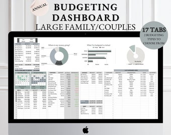 Family Annual Budgeting Dashboard | Monthly Budget Spreadsheet | Couples Budget Financial Tracker | Family Financial Planner | Google Sheets