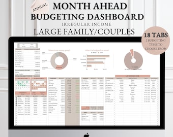 Tableau de bord de budgétisation familiale annuelle du mois à l'avance | Feuille de calcul du budget mensuel | Suivi du budget des couples | Agenda familial | Feuilles de calcul Google