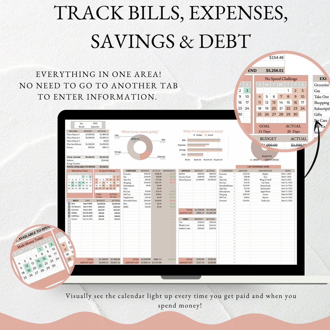 Annual Budgeting Dashboard Google Sheets Budget Template - Etsy