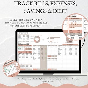Jährliches Budget-Dashboard Google Sheets Budget Vorlage Automatisiertes persönliches Budget-Dashboard Haushalts-Schulden-Ersparnis-Tracker Bild 3