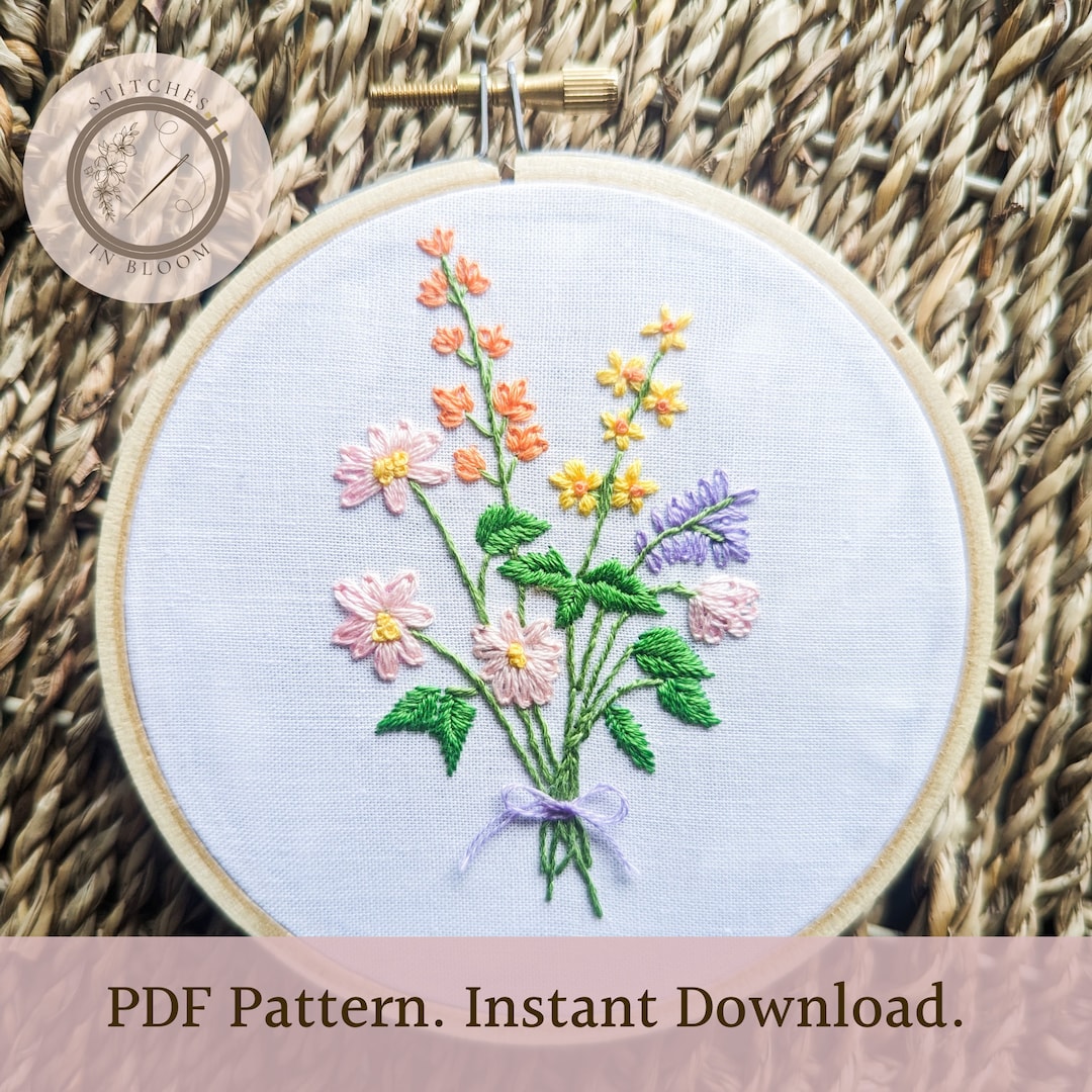 Wildflower Bouquet Embroidery PDF Pattern Only. Hand Embroidery - Etsy