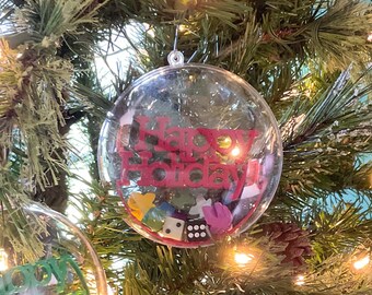 Happy Holidays Handcrafted Board Game Ornament