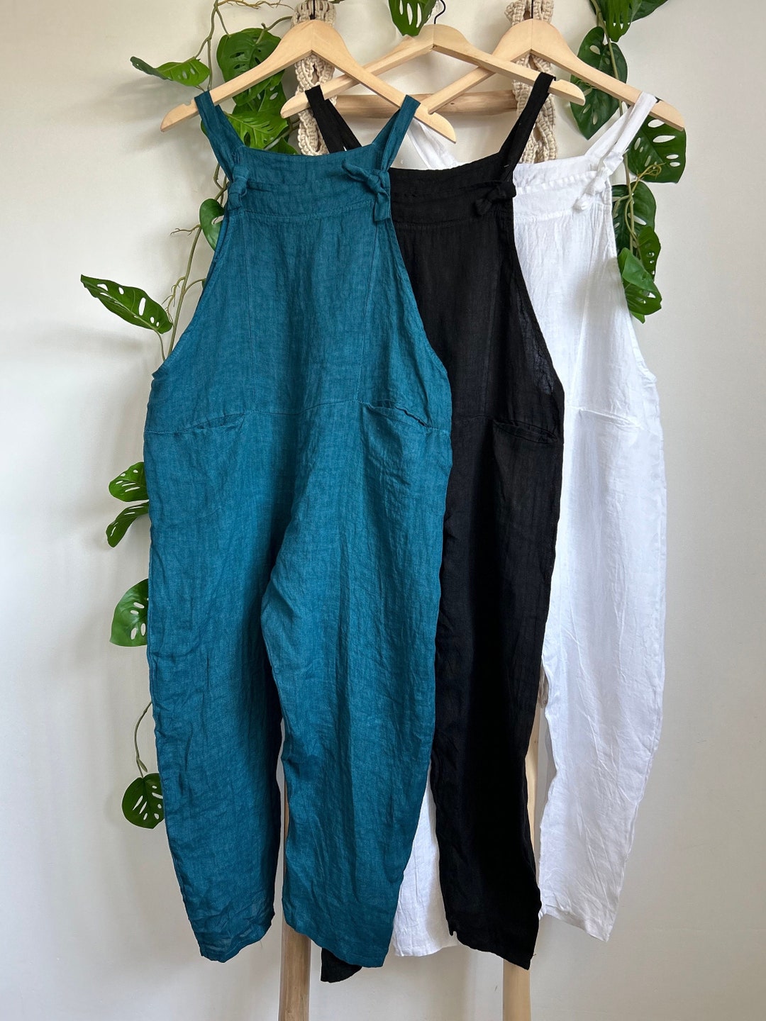 100-linen-knot-dungarees-easy-wear-lightweight-etsy-uk