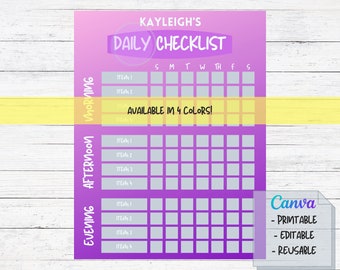 Kids Routine Chart| Daily Checklist | Kids Chore Chart | Kids Chore Chart Printable | Responsibility Chart | Daily Chore Chart | Color