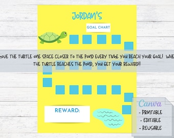 Reward Chart for Kids | Toddler Reward Chart | Student Reward Chart | Reward Chart Editable | Chore Chart | Goal Chart | Turtle