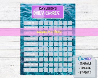 Kids Chore Chart | Chore Chart | Kids Chore Chart Printable | Chore Chart for Kids | Daily Chore Chart | Editable Chore Chart | Color Splash