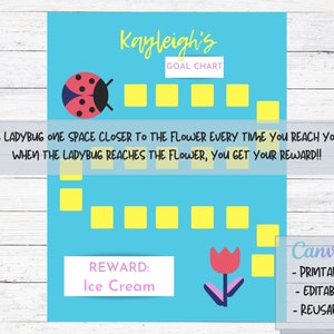 Reward Chart for Kids | Toddler Reward Chart | Student Reward Chart | Reward Chart Editable | Chore Chart | Goal Chart | Ladybug