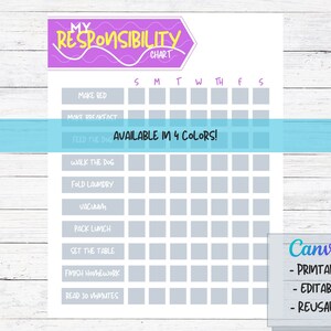 Responsibility Chart | Responsibility Chart for Kids | Responsibility Chart for Boys | Responsibility Chart for Girls | Chore Chart