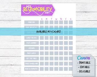 Responsibility Chart | Responsibility Chart for Kids | Responsibility Chart for Boys | Responsibility Chart for Girls | Chore Chart