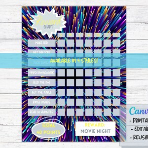 Reward Chart | Reward Chart for Kids | Reward Chart Editable | Chore Chart | Responsibility Chart | Chore Chart for Kids | Color Splash