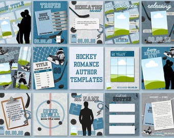 Plantillas de Instagram de romance de hockey / Canva / Gráficos promocionales de autor / FM y MM inclusivos / Paquete de marketing de libros / Revelación de portada animada
